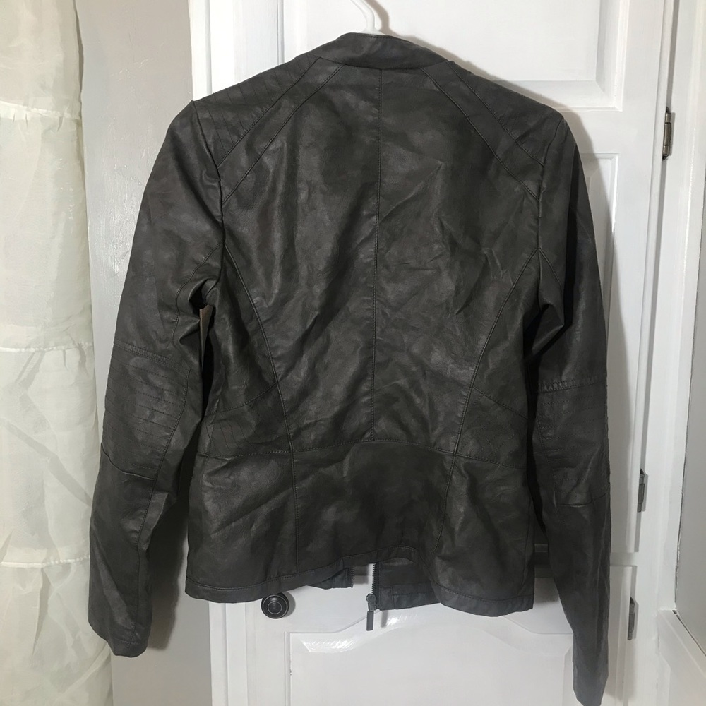 Leather Stone Gray Jacket - image 2